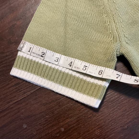 Abercrombie & Fitch Women's Olive Sweater with White Trim - Picture 6 of 10